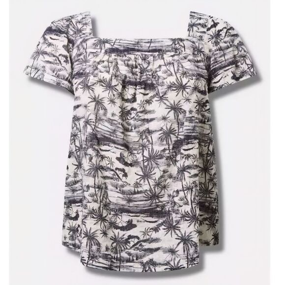 NWT Torrid | Clip Jaquard Square Neck Flutter Skeeve Jungle Toile Women 1X 14-16 - Picture 8 of 8